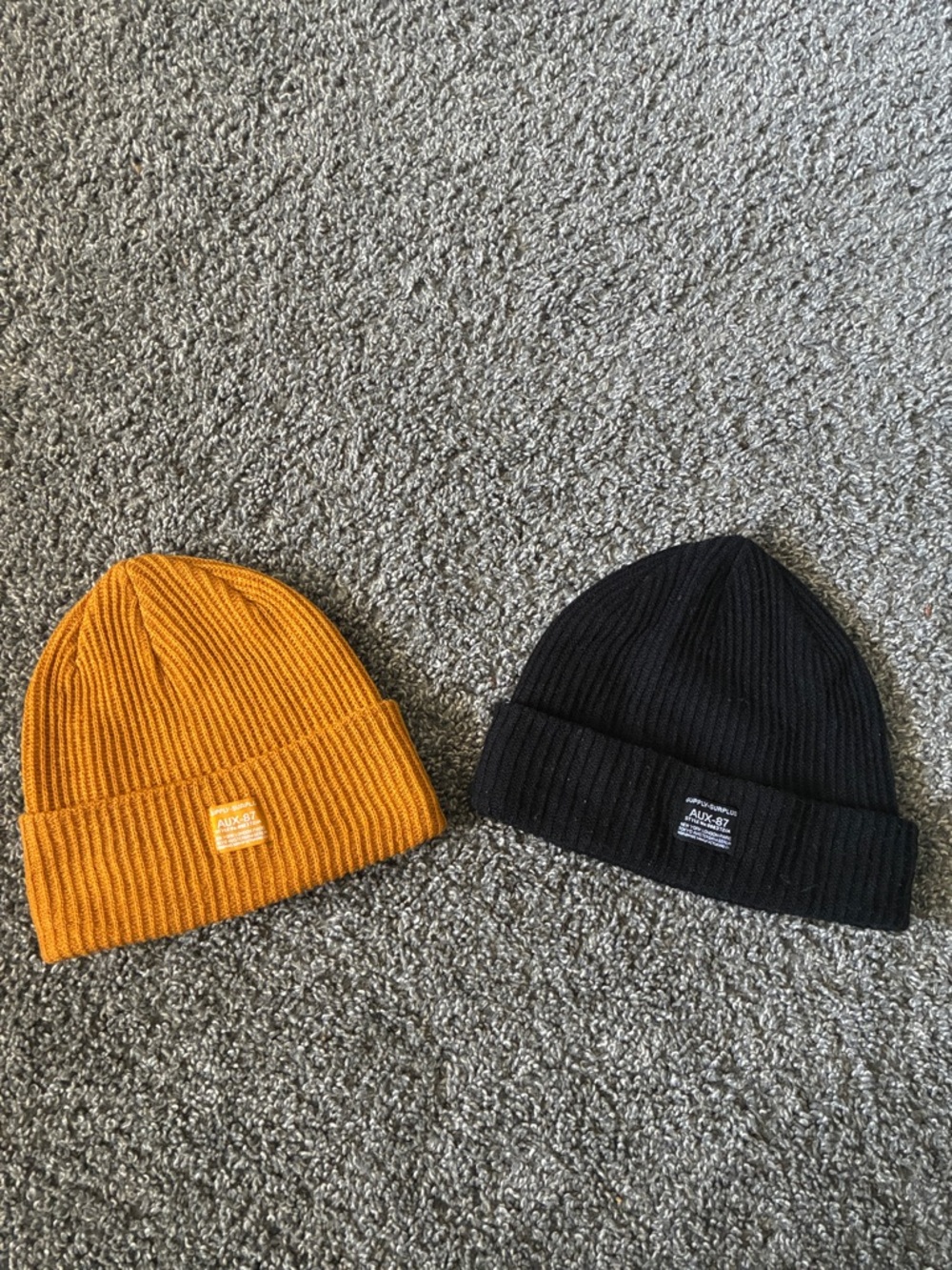 Ribbed Beanie - Mustard and Black